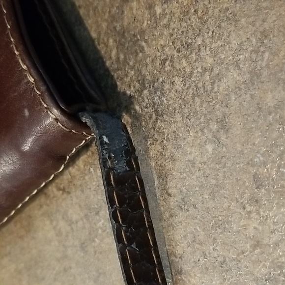 Vera Pelle dark brown crossbody purse approx 7x8 inches - Picture 14 of 15